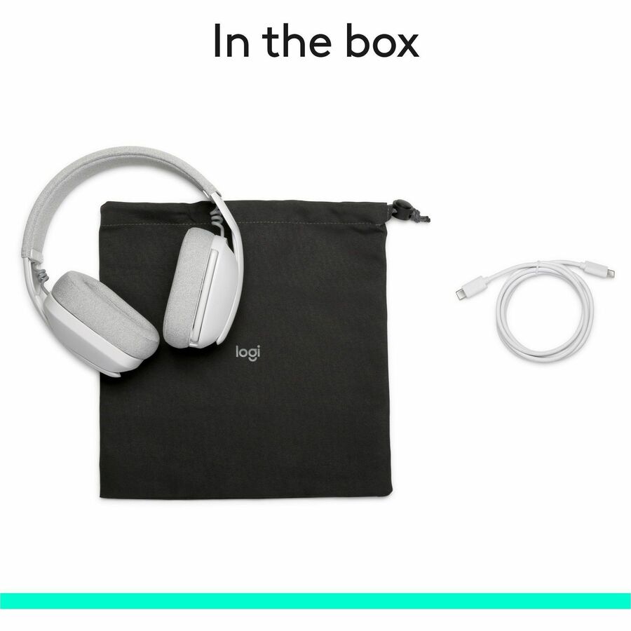 Logitech Zone Vibe 100 Wireless Over Ear Headphones, Noise Canceling Microphone, Advanced Multipoint Bluetooth Headset, Off-white