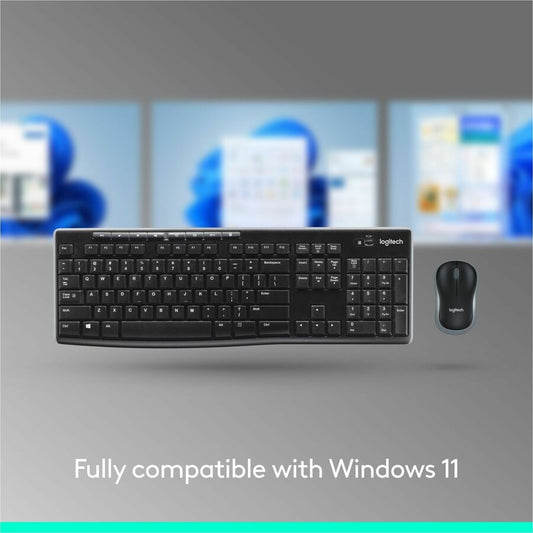 Logitech MK270 Wireless Keyboard and Mouse Combo for Windows, 2.4 GHz Wireless, Compact Mouse, Black