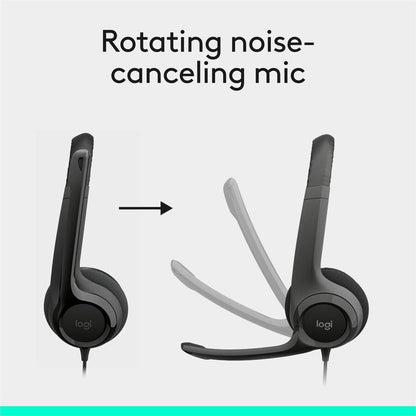 Logitech H390 Wired Headset for PC/Laptop, Stereo Headphones with Noise Cancelling Microphone, USB-A, In-Line Controls, Works with Chromebook