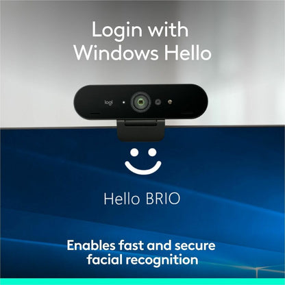 Logitech Brio 4K Webcam for Business, biometrics login with Windows Hello, Works with Microsoft Teams, Zoom, Google Meet, PC/Mac