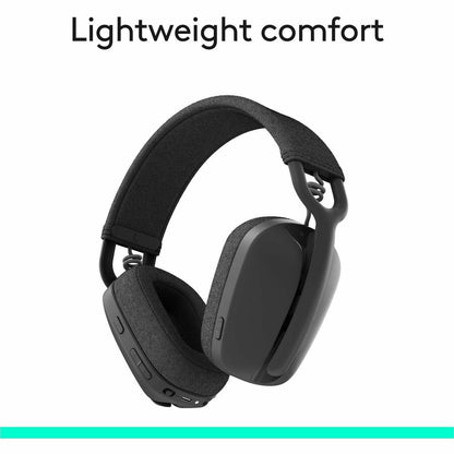 Logitech Zone Vibe 100 Wireless Over Ear Headphones, Noise Canceling Microphone, Advanced Multipoint Bluetooth Headset, Graphite