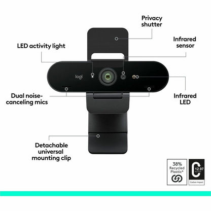 Logitech Brio 4K Webcam for Business, biometrics login with Windows Hello, Works with Microsoft Teams, Zoom, Google Meet, PC/Mac
