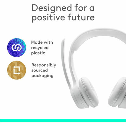 Logitech Zone 300 Wireless Bluetooth Headset With Noise-Canceling Microphone, Compatible with Windows, Mac, Chrome, Linux, iOS, iPadOS, Android - Off-white