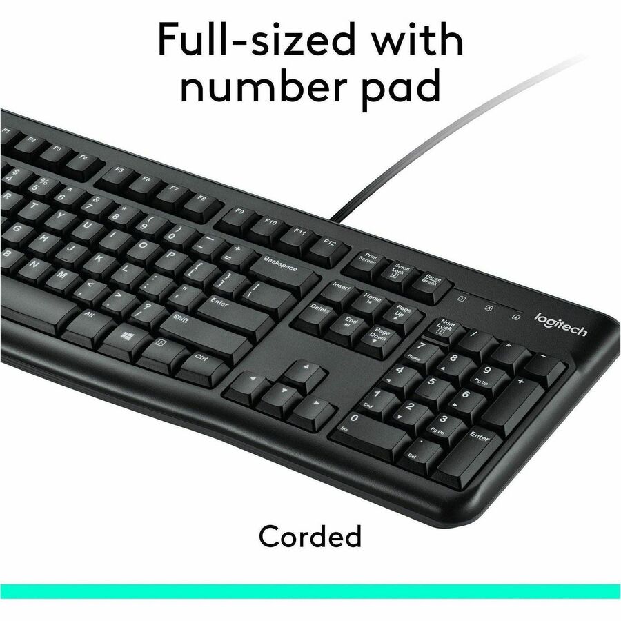 Logitech MK120 Wired Keyboard and Mouse Combo for Windows, Optical Wired Mouse, Full-Size Keyboard, USB Plug-and-Play