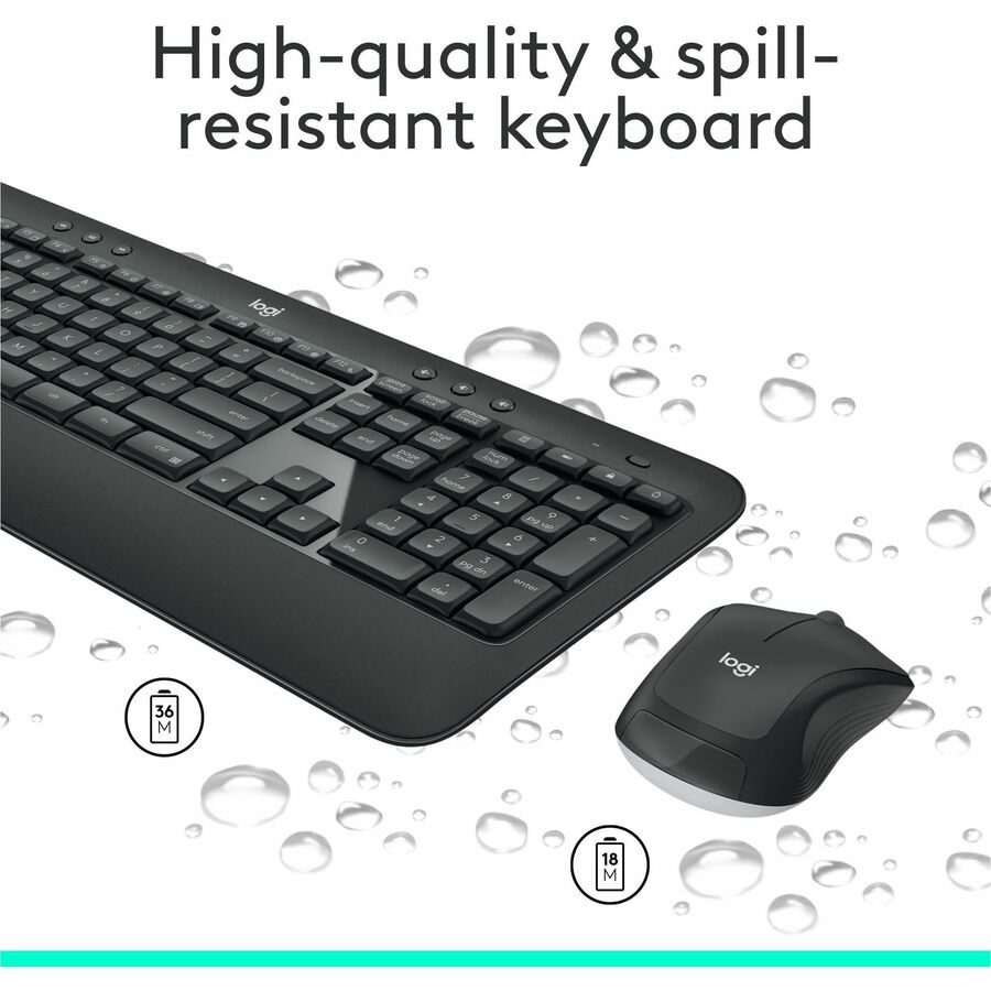 Logitech MK540 Advanced Wireless Keyboard and Mouse Combo for Windows, 2.4 GHz Unifying USB-Receiver