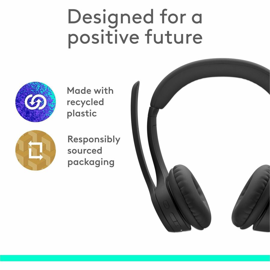 Logitech Zone 300 Wireless Bluetooth Headset With Noise-Canceling Microphone, Black