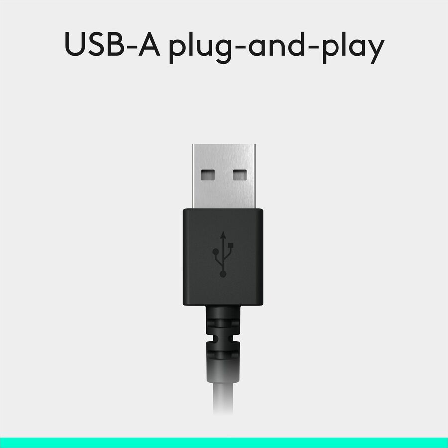 Logitech H390 Wired Headset for PC/Laptop, Stereo Headphones with Noise Cancelling Microphone, USB-A, In-Line Controls, Works with Chromebook