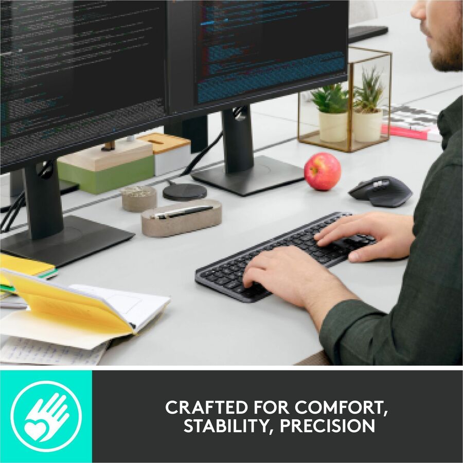 Logitech MX Keys Wireless Illuminated Keyboard for Business, Quiet Perfect-Stroke Keys, Logi Bolt Technology - Graphite