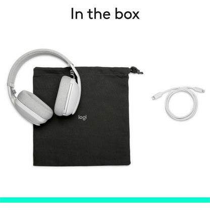 Logitech Zone Vibe 100 Wireless Over Ear Headphones, Noise Canceling Microphone, Advanced Multipoint Bluetooth Headset, Off-white