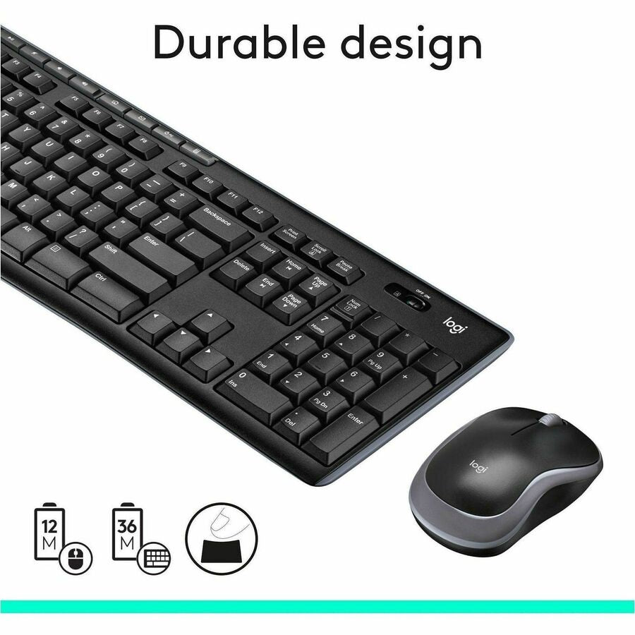 Logitech MK270 Wireless Keyboard and Mouse Combo for Windows, 2.4 GHz Wireless, Compact Mouse, Black