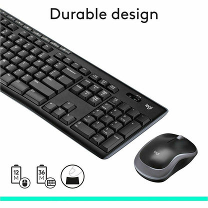 Logitech MK270 Wireless Keyboard and Mouse Combo for Windows, 2.4 GHz Wireless, Compact Mouse, Black