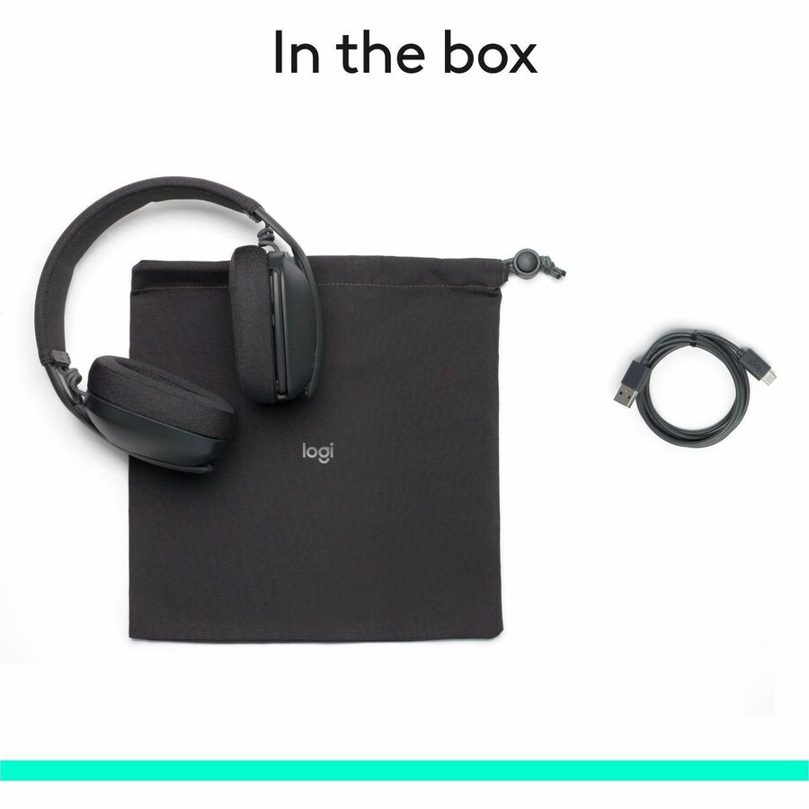 Logitech Zone Vibe 100 Wireless Over Ear Headphones, Noise Canceling Microphone, Advanced Multipoint Bluetooth Headset, Graphite