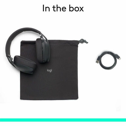 Logitech Zone Vibe 100 Wireless Over Ear Headphones, Noise Canceling Microphone, Advanced Multipoint Bluetooth Headset, Graphite