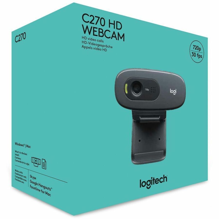 Logitech C270 HD Webcam with noise-reducing mics for video calls