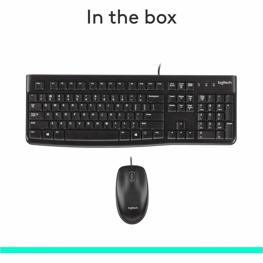 Logitech MK120 Wired Keyboard and Mouse Combo for Windows, Optical Wired Mouse, Full-Size Keyboard, USB Plug-and-Play
